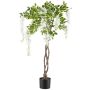 Arbre artificiel « glycine » SINKE avec fleurs, tronc tressé, blanc, 115 cm