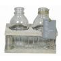Vases à fleurs en verre LEATRICE OCEAN dans une boîte en bois, 2 verres, transparent, 14,5x8x11cm
