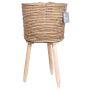 Panier décoratif SOLEA, scandinave, pieds en bois, beige, 34cm, Ø21,5cm