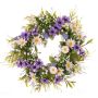 Couronne de fleurs artificielles Marguerite Cosmos MAGADI, muscari, gypsophile, violet-blanc, Ø 30 cm