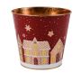 Pot en zinc MAVETA à motif Maison en pain d'épices, rouge foncé-cuivre, 18cm, Ø20,5cm
