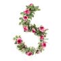 Guirlande de roses décoratives GADORA, givré, rose-fuchsia, 180cm