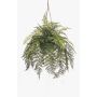 Plante artificielle: fougère à feuilles larges, suspension GRALON, pot décoratif, racines, suspendue, verte, 80cm