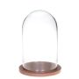 Dôme en verre HELVIN, socle en bois, transparent, 25cm, Ø14cm