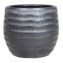 Cache-pot en céramique TIAM avec rainures, noir mat, 11cm, Ø14cm