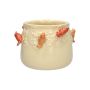 Cache-pot BIRDIE en céramique, avec des oiseaux en 3D, beige-rouge-orange, 11cm, Ø13,5cm