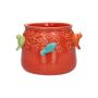 Cache-pot BIRDIE en céramique, avec des oiseaux en 3D, rouge-bleu-vert-orange, 11cm, Ø13,5cm