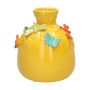 Bouteille ballon KIMANA en céramique, papillons libellules en 3D, jaune-bleu-vert-orange, 16cm, Ø14cm