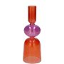 Bougeoir ADDISSON en verre, pour bougies cylindriques, orange-lilas-transparent, 18cm, Ø6cm