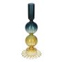 Bougeoir CHARLYNE en verre, pour bougies cylindriques, bleu-jaune-transparent, 21cm, Ø8,2cm