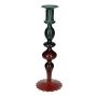 Bougeoir CHANANJA en verre, pour bougies cylindriques, vert-marron-transparent, 27,4cm, Ø9,2cm