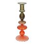 Bougeoir CHANANJA en verre, pour bougies cylindriques, vert-orange-transparent, 23,5cm, Ø8,8cm