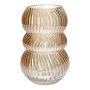 Vase à fleurs ORLUNE en verre, à cannelures, ambre-irisé, 24cm, Ø15,7cm