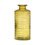 Vase bouteille en verre STUART avec rainures, jaune-transparent, 21,5cm, Ø9,5cm