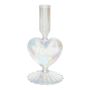 Bougeoir en verre ELIZZA en forme de cœur, avec pied, transparent irisé, 8,5 x 8,5 x 16,5 cm