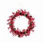 Couronne déco ZENMIR avec Symphorine, pommes de pin, rouge, Ø35cm
