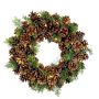Couronne déco Cyprès ZENKAI, LEDs, pommes de pin, Ø40cm