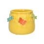 Cache-pot KIMANA en céramique, papillons libellules en 3D, jaune-orange-bleu-vert, 11cm, Ø13,5cm