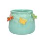 Cache-pot KIMANA en céramique, papillons libellules en 3D, bleu-orange-jaune-vert, 11cm, Ø13,5cm