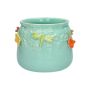 Cache-pot KIMANA en céramique, papillons libellules en 3D, bleu-jaune-vert-orange, 12,5cm, Ø15,5cm