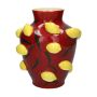 Vase décoratif JULLA en dolomite, citrons en 3D, rouge-jaune, 25,7cm, Ø22,5cm