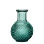 Bouteille en verre DONKA, à motif rauten, turquoise-transparent, 11,5cm, Ø8,5cm