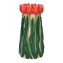 Vase à fleurs LIMEA en dolomite, tulipes en 3D, beige-rouge-vert, 24,5cm, Ø12,5cm