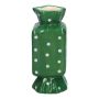 Vase soliflore carré en forme de bonbon AMIEL en céramique, à pois, vert-blanc, 6,5x6,5x15cm