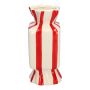 Vase soliflore carré en forme de bonbon AMIEL en céramique, avec des rayures verticales, rouge-blanc, 9x9x20cm