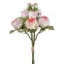 Bouquet artificiel de roses JARZO, rose-blanc, 55cm