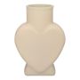 Vase à fleurs en verre FILIPA en forme de cœur, avec pied, couleur sable mat, 15,5 x 8 x 22 cm