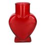 Vase à fleurs en verre FILIPA en forme de cœur, avec pied, rouge transparent, 15,5 x 8 x 22 cm