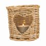 Bougeoir NIKOLETTE en rotin, avec insert en verre, découpe en cœur, naturel-transparent, 10cm, Ø9cm
