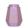 Hexagon Verre Vase DEMETRIOS à motif karo, rose, 18cm, Ø13cm