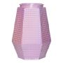Hexagon Verre Vase DEMETRIOS à motif karo, rose, 23cm, Ø14,5cm