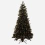 Sapin artificiel ASKER SPEED avec pommes de pin, LEDs, reflet doré, noir, 225cm, Ø120cm
