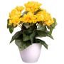 Fleur artificielle Bégonia SYLINA, pot décoratif blanc, jaune, 30cm