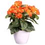 Fleur artificielle Bégonia SYLINA, pot décoratif blanc, orange, 30cm
