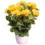 Fleur artificielle Bégonia SYLINA, pot décoratif blanc, jaune, 35cm