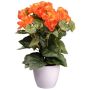 Fleur artificielle Bégonia SYLINA, pot décoratif blanc, orange, 35cm