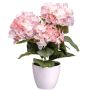 Fleur décorative Hortensia SLORFIN en pot décoratif blanc, rose, 30cm