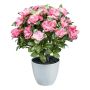Fleur artificielle azalée WHENFA dans un pot décoratif blanc, rose foncé, 30 cm