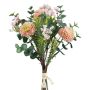 Bouquet artificiel de dahlia pompon et d'eucalyptus ZORCA, baies, rose, 30cm