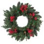 Couronne de sapin artificiel STAVANGER, Épicéa, baies, pommes de pin, vert-rouge, Ø50cm