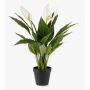 Plante artificielle à feuille unique RANIESO, pot décoratif, fleurs, blanc, 55 cm