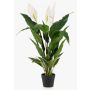 Plante artificielle à feuille unique RANIESO, pot décoratif, fleurs, blanc, 90 cm