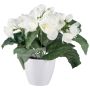 Fleur artificielle Bégonia TROVEN en pot décoratif, blanc, 24cm