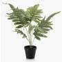 Fougère artificielle « Phlebodium aureum » SCORPI dans un pot décoratif, vert-gris, 60 cm