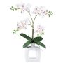 Orchidée Phalaenopsis artificielle DRUKLON, vase en céramique, racines, blanc-rouge, 40cm