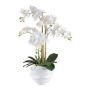 Orchidée Phalaenopsis artificielle STONFER, pot décoratif blanc, racines, blanc, 70cm